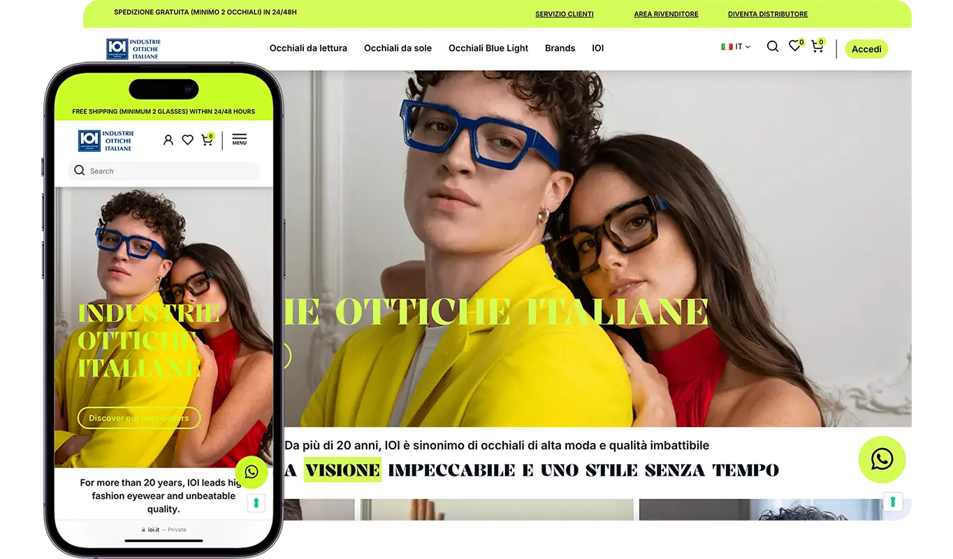 Schermate del progetto Industrie Ottiche Italiane