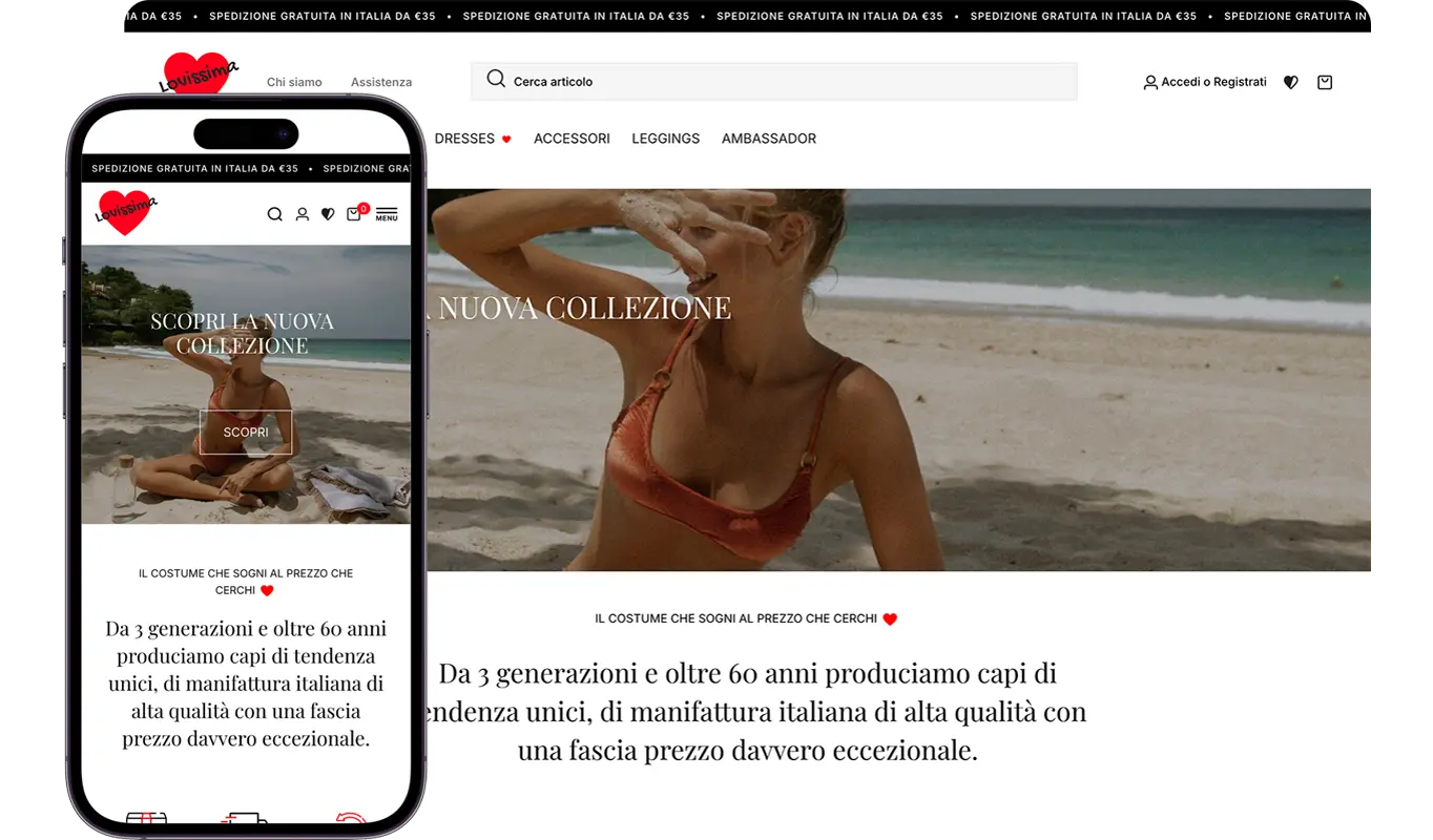 Schermate del progetto Lovissima Bikini
