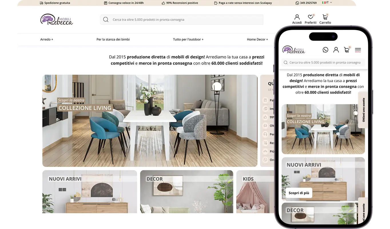 Schermate del progetto Mobili Rebecca