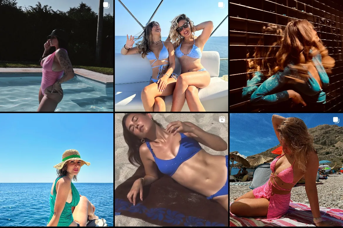 Selezione di immagini social presente nella presentazione del progetto Lovissima Bikini.